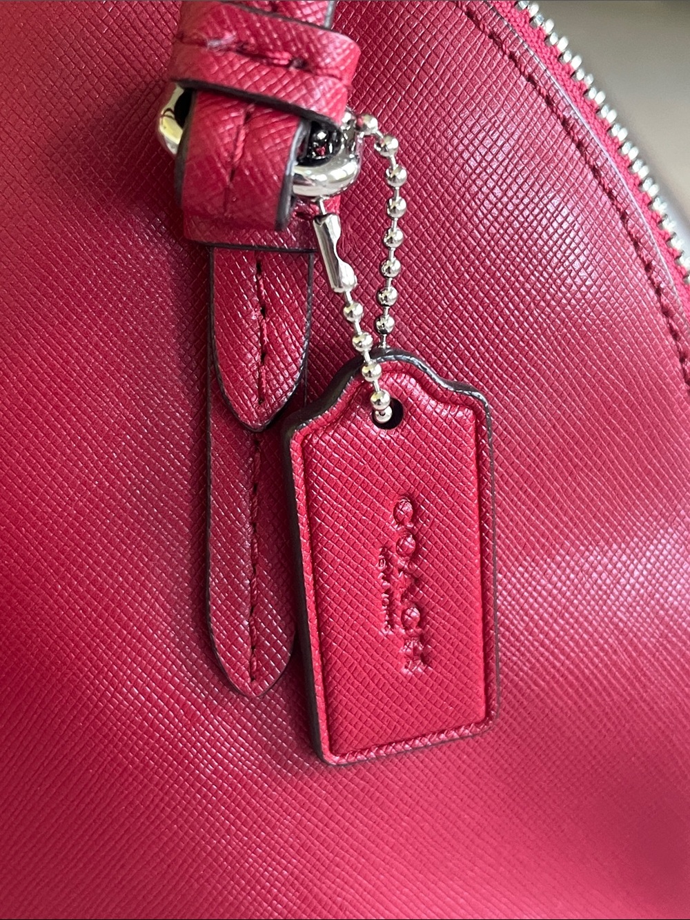 COACH Peyton Mini Red Leather Dome Satchel and Crossbody Bag - Picture 3 of 11